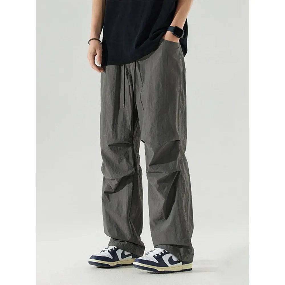 Men Ice Silk Jogging Sweatpants Wide Leg  Casual Fit