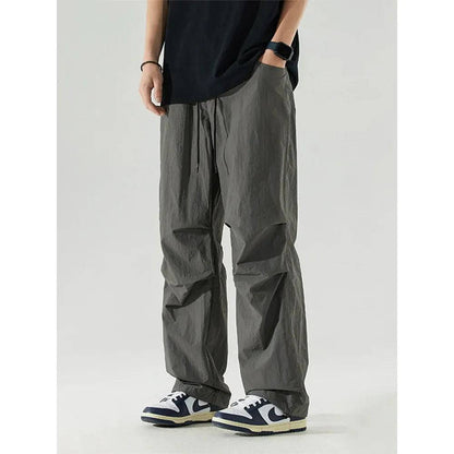 Men Ice Silk Jogging Sweatpants Wide Leg  Casual Fit