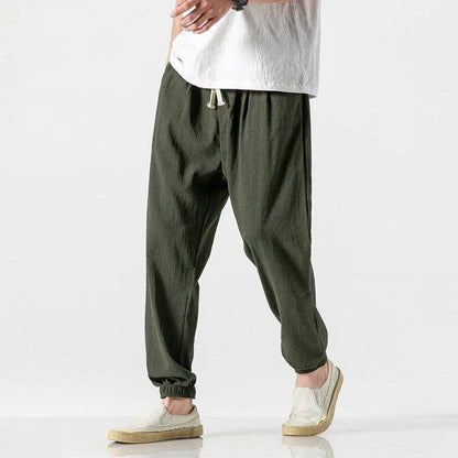 Men's  Harem Cotton Linen Sweatpants Ankle-length