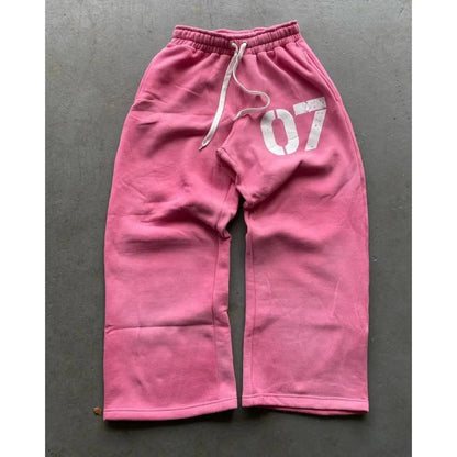 Casual Baggy Sweatpants Drawstring Sports Digital Print Pants Zipper - Xmaker