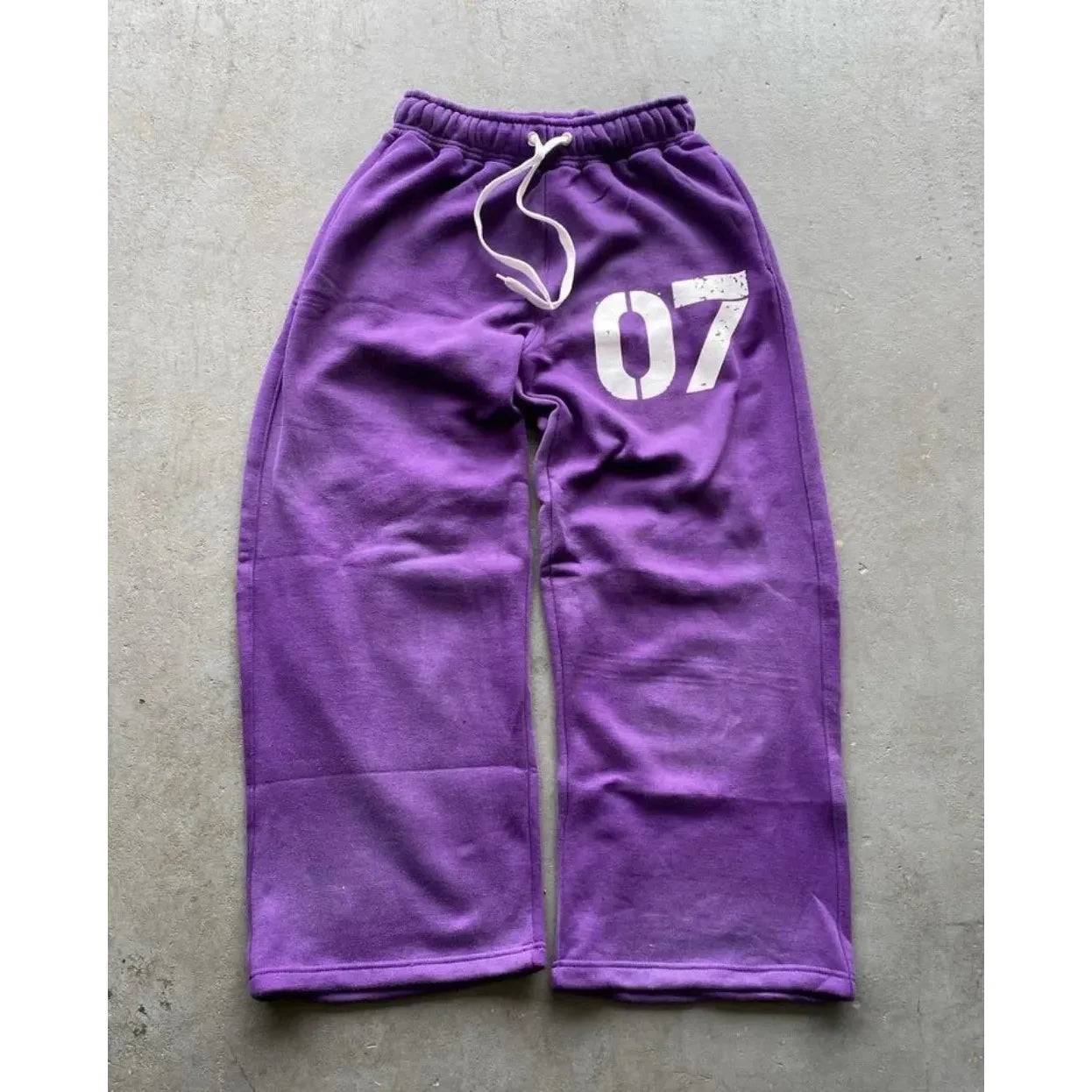 Casual Baggy Sweatpants Drawstring Sports Digital Print Pants Zipper - Xmaker