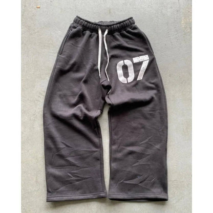 Casual Baggy Sweatpants Drawstring Sports Digital Print Pants Zipper - Xmaker