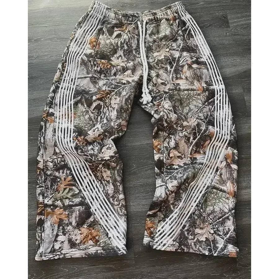 Y2k Embroidered Camo Jogging Drawstring Sweatpants