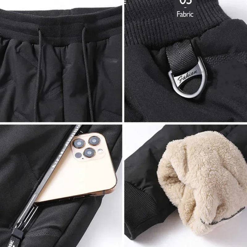 Men Lambswool Padded Thickened Warm Windproof Down Cotton Pants