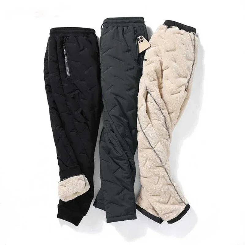 Men Lambswool Padded Thickened Warm Windproof Down Cotton Pants