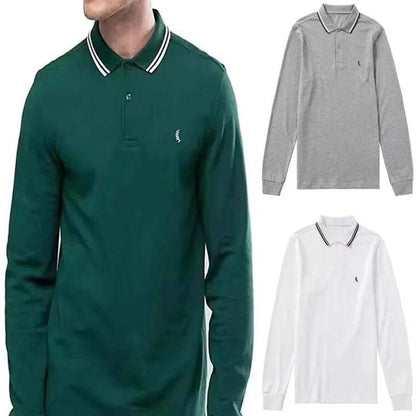 Men's Long sleeve cotton POLO shirt lapel slim top