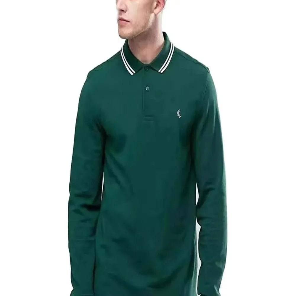 Men's Long sleeve cotton POLO shirt lapel slim top