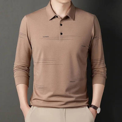 Men Long Sleeve Stripe Polo Shirts