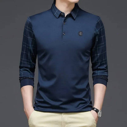 Long-sleeved Thin Ice Silk Lapel Business Casual Polo Shirt