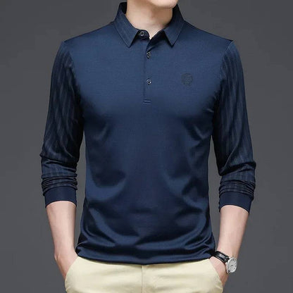 Long-sleeved Thin Ice Silk Lapel Business Casual Polo Shirt