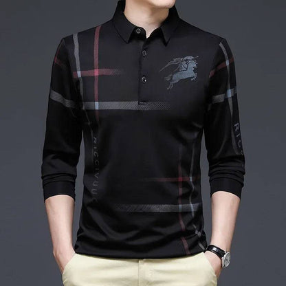 Long-sleeved Thin Ice Silk Lapel Business Casual Polo Shirt