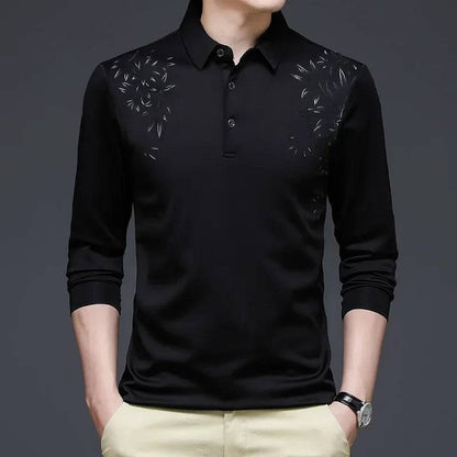 Long-sleeved Thin Ice Silk Lapel Business Casual Polo Shirt