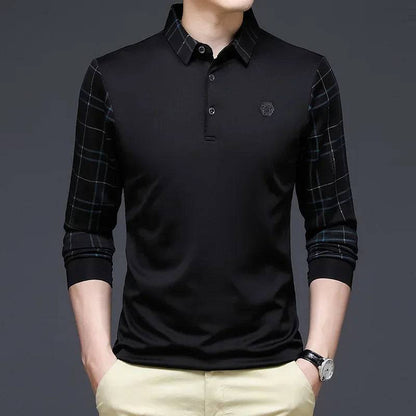 Long-sleeved Thin Ice Silk Lapel Business Casual Polo Shirt