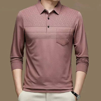 Printing Polo-Neck T-shirt Long Sleeve Men's