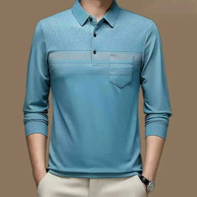 Printing Polo-Neck T-shirt Long Sleeve Men's