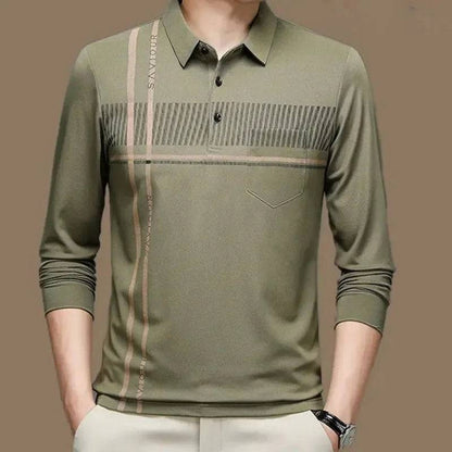 Printing Polo-Neck T-shirt Long Sleeve Men's