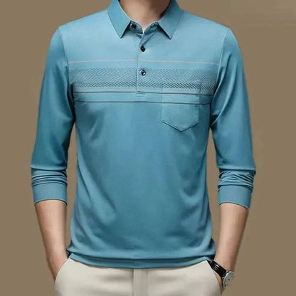 Printing Polo-Neck T-shirt Long Sleeve Men's