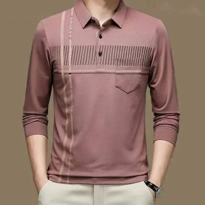 Printing Polo-Neck T-shirt Long Sleeve Men's