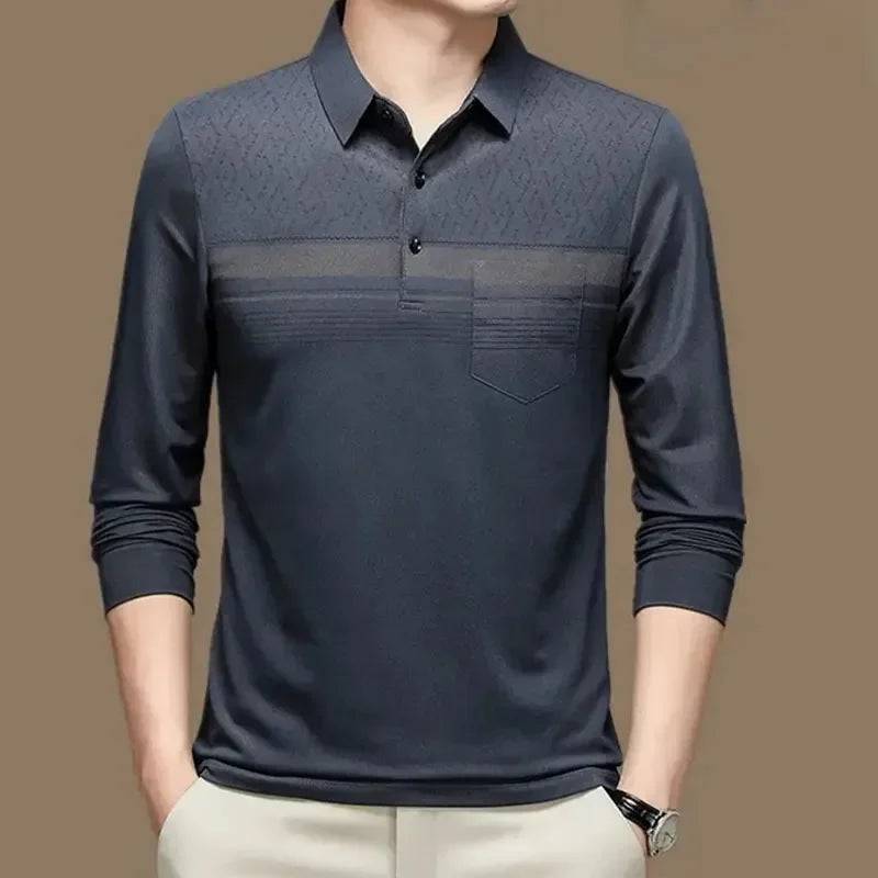 Printing Polo-Neck T-shirt Long Sleeve Men's