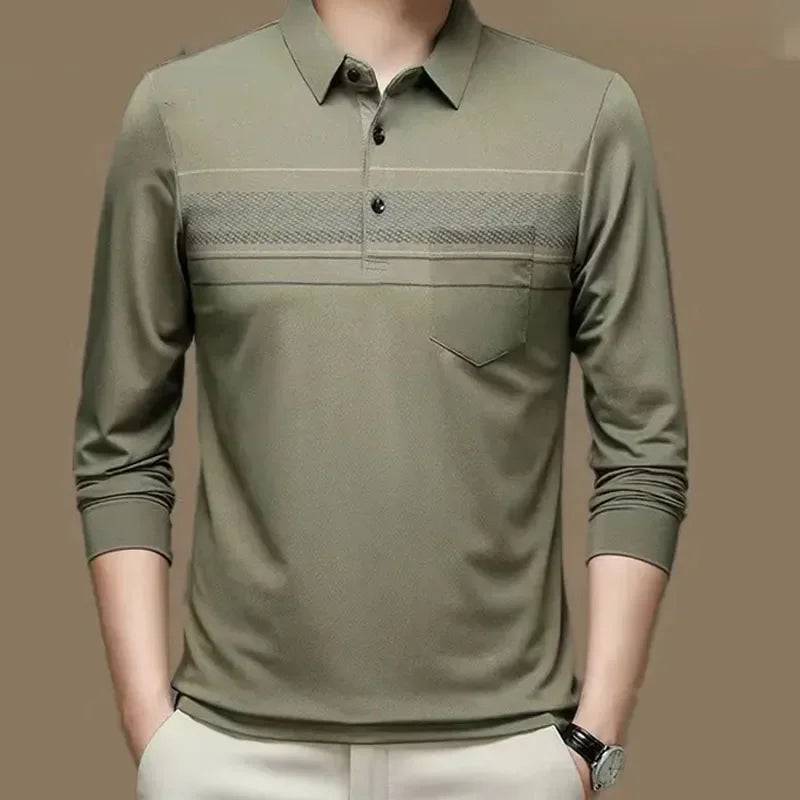 Printing Polo-Neck T-shirt Long Sleeve Men's