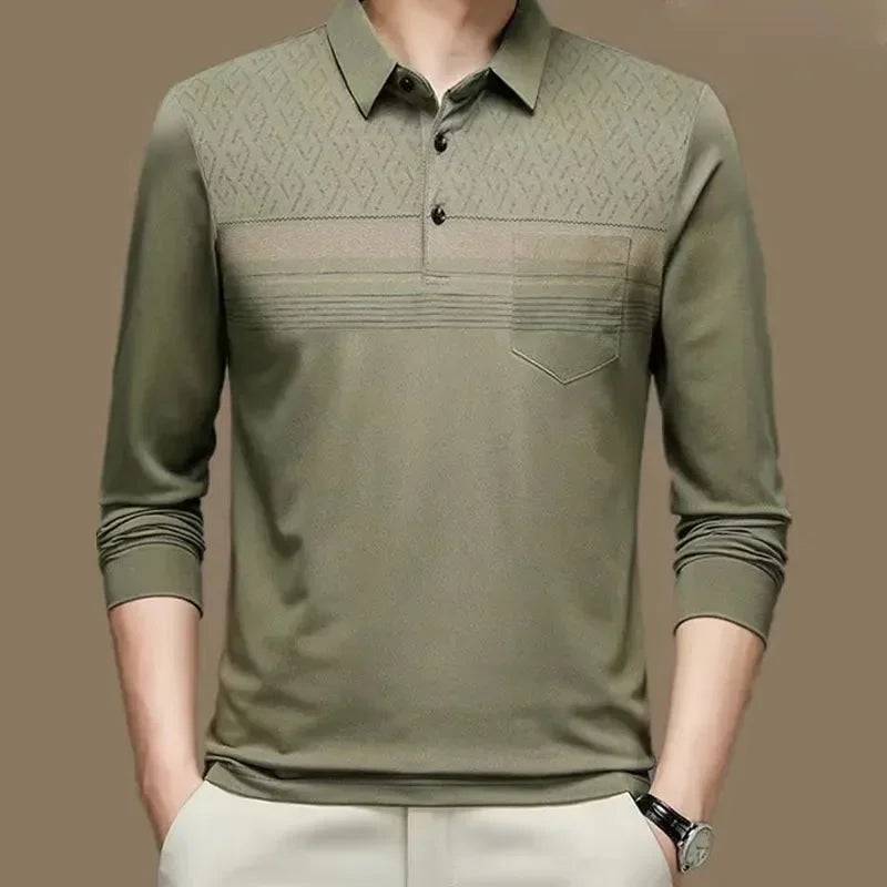 Printing Polo-Neck T-shirt Long Sleeve Men's