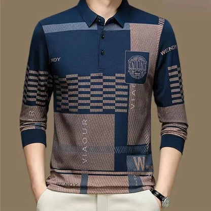 Printing Polo-Neck T-shirt Long Sleeve Men's