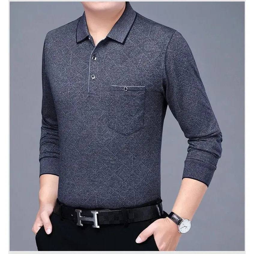 Men Long Sleeve Striped Polo Shirts