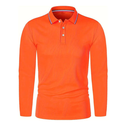 Men's Casual Breathable Long Sleeve Polo Shirt