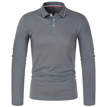 Men's Casual Breathable Long Sleeve Polo Shirt