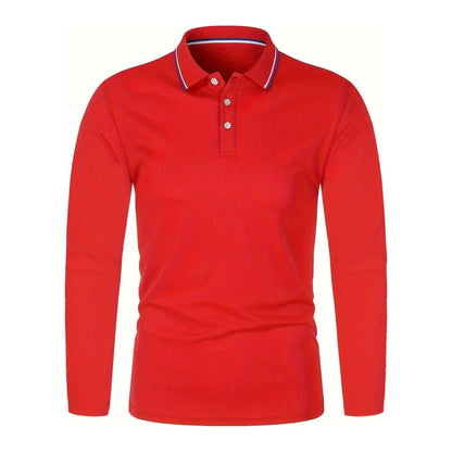 Men's Casual Breathable Long Sleeve Polo Shirt