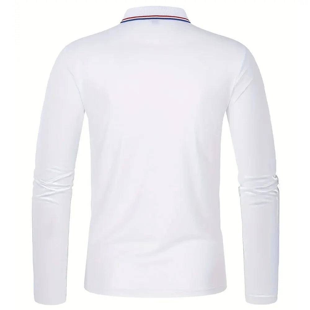 Men's Casual Breathable Long Sleeve Polo Shirt