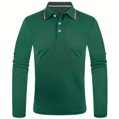 Men's Casual Breathable Long Sleeve Polo Shirt