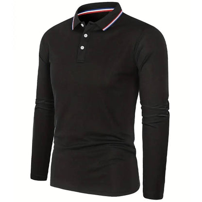 Men's Casual Breathable Long Sleeve Polo Shirt