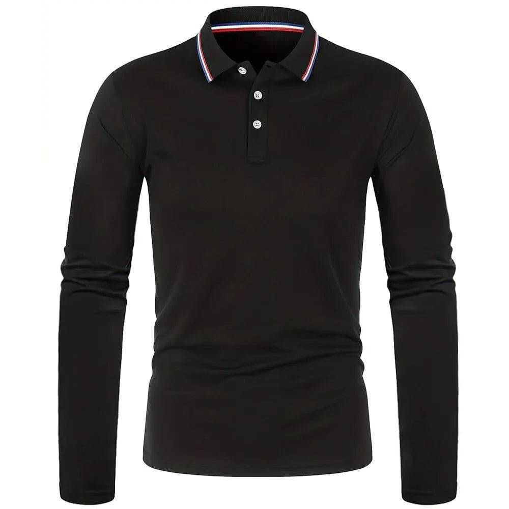 Men's Casual Breathable Long Sleeve Polo Shirt