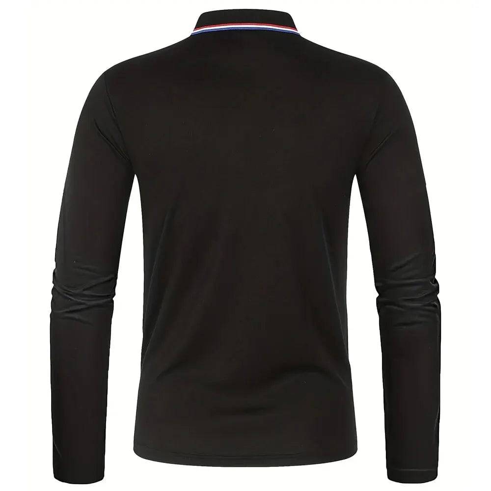 Men's Casual Breathable Long Sleeve Polo Shirt