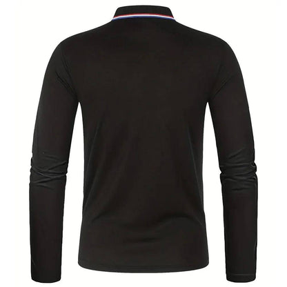 Men's Casual Breathable Long Sleeve Polo Shirt