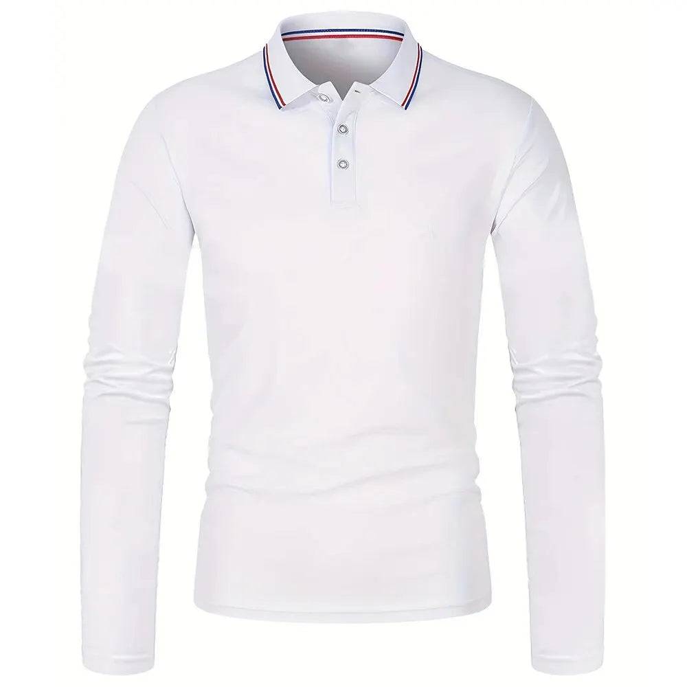 Men's Casual Breathable Long Sleeve Polo Shirt