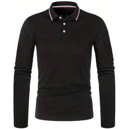 Men's Casual Breathable Long Sleeve Polo Shirt