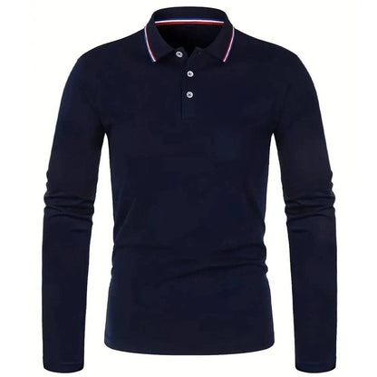 Men's Casual Breathable Long Sleeve Polo Shirt