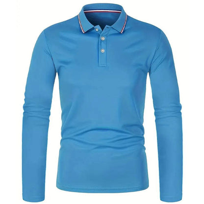 Men's Casual Breathable Long Sleeve Polo Shirt