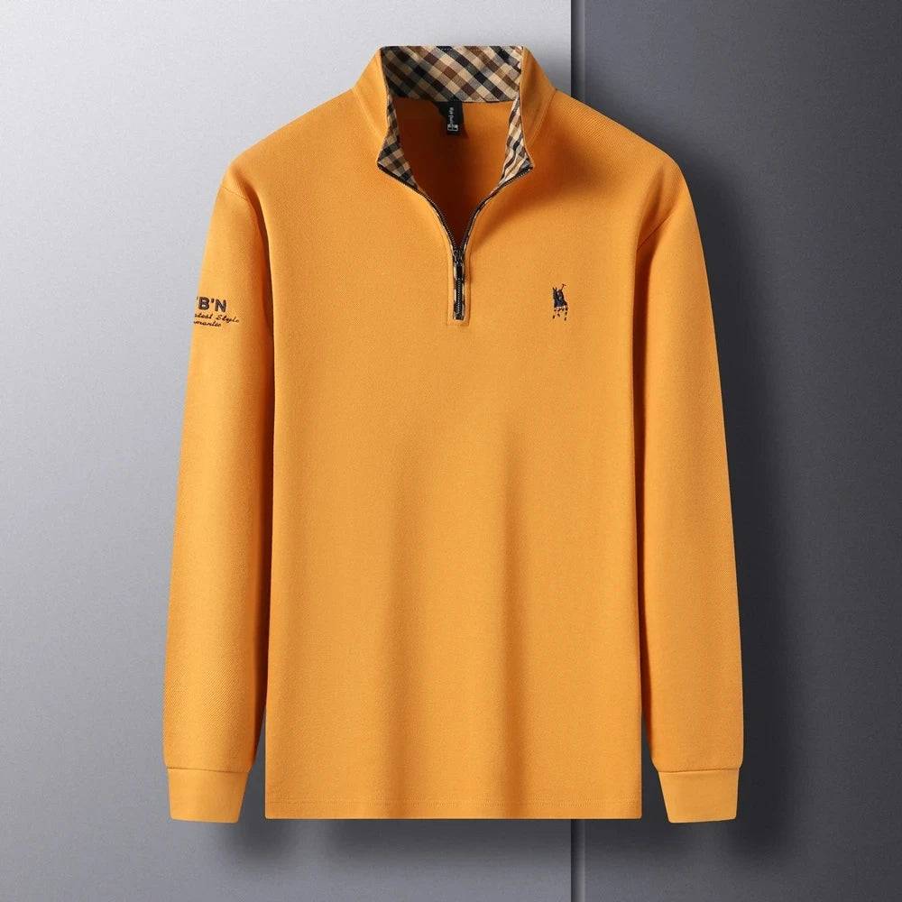 Men's long sleeve collar embroidery polo shirt