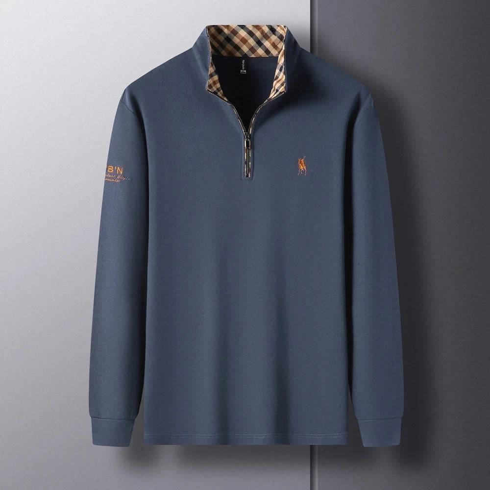 Men's long sleeve collar embroidery polo shirt