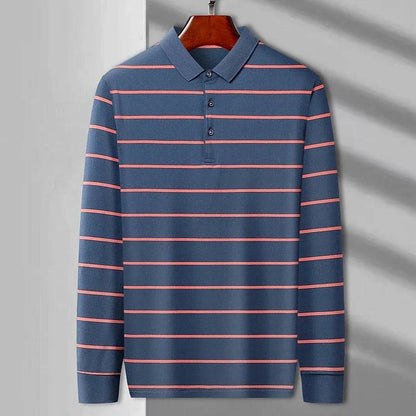 Men's Casual Long Sleeve Polo Shirt Solid Color Top