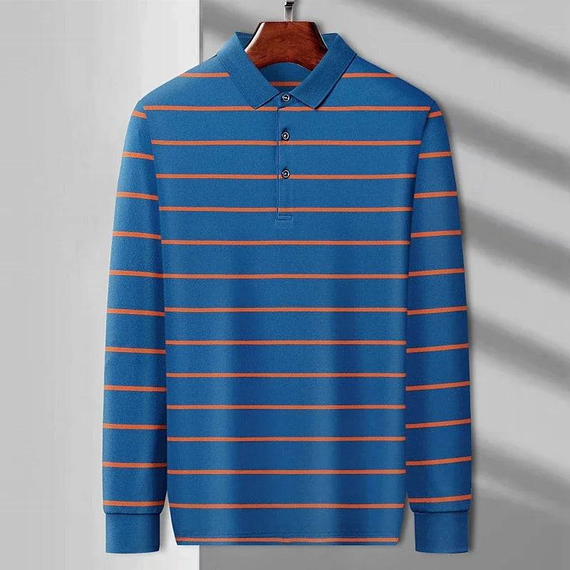 Men's Casual Long Sleeve Polo Shirt Solid Color Top