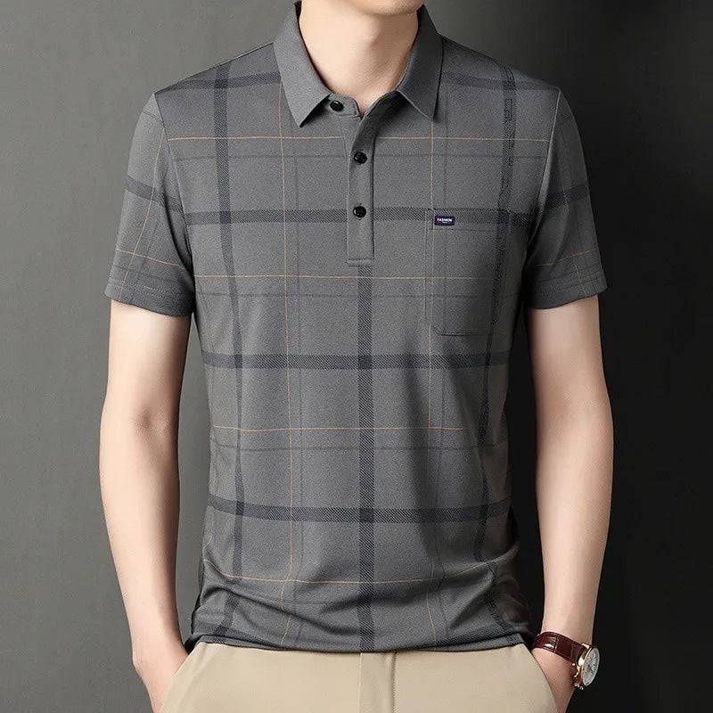 Men's Polo Shirt Plaid Short Sleeve(Summer)