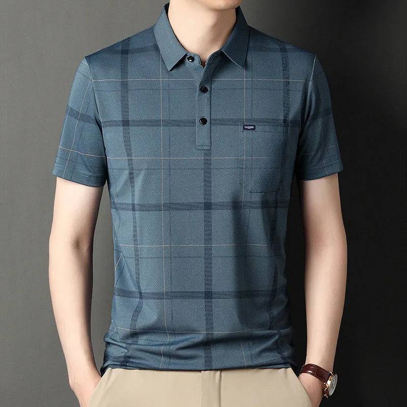 Men's Polo Shirt Plaid Short Sleeve(Summer)