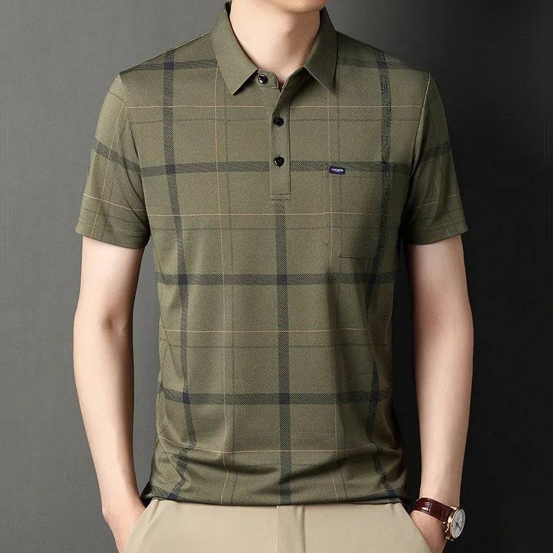 Men's Polo Shirt Plaid Short Sleeve(Summer)