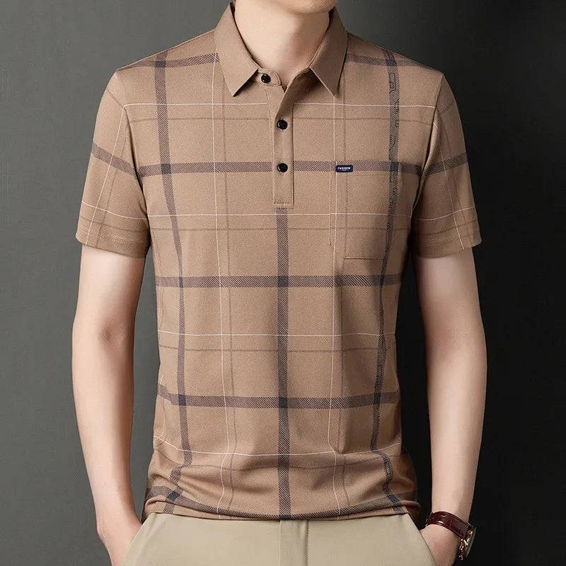 Men's Polo Shirt Plaid Short Sleeve(Summer)