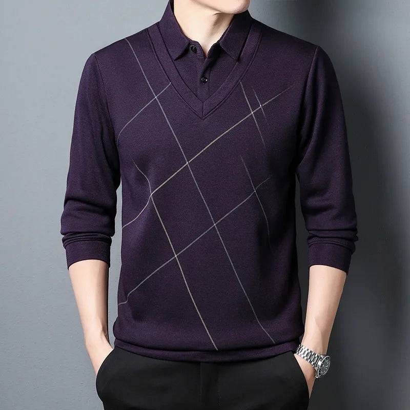 Men's Polo Shirts Long Sleeve Casual Loose Bottom Layer Shirt