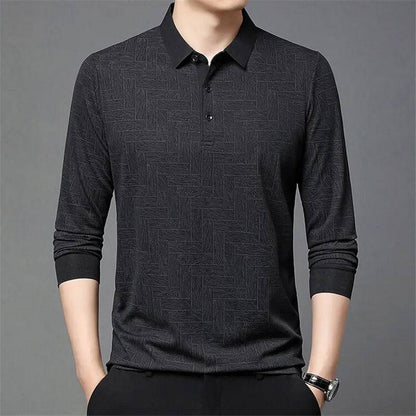 Men's Polo Plaid Long Sleeve  Loose Casual Polos Shirt